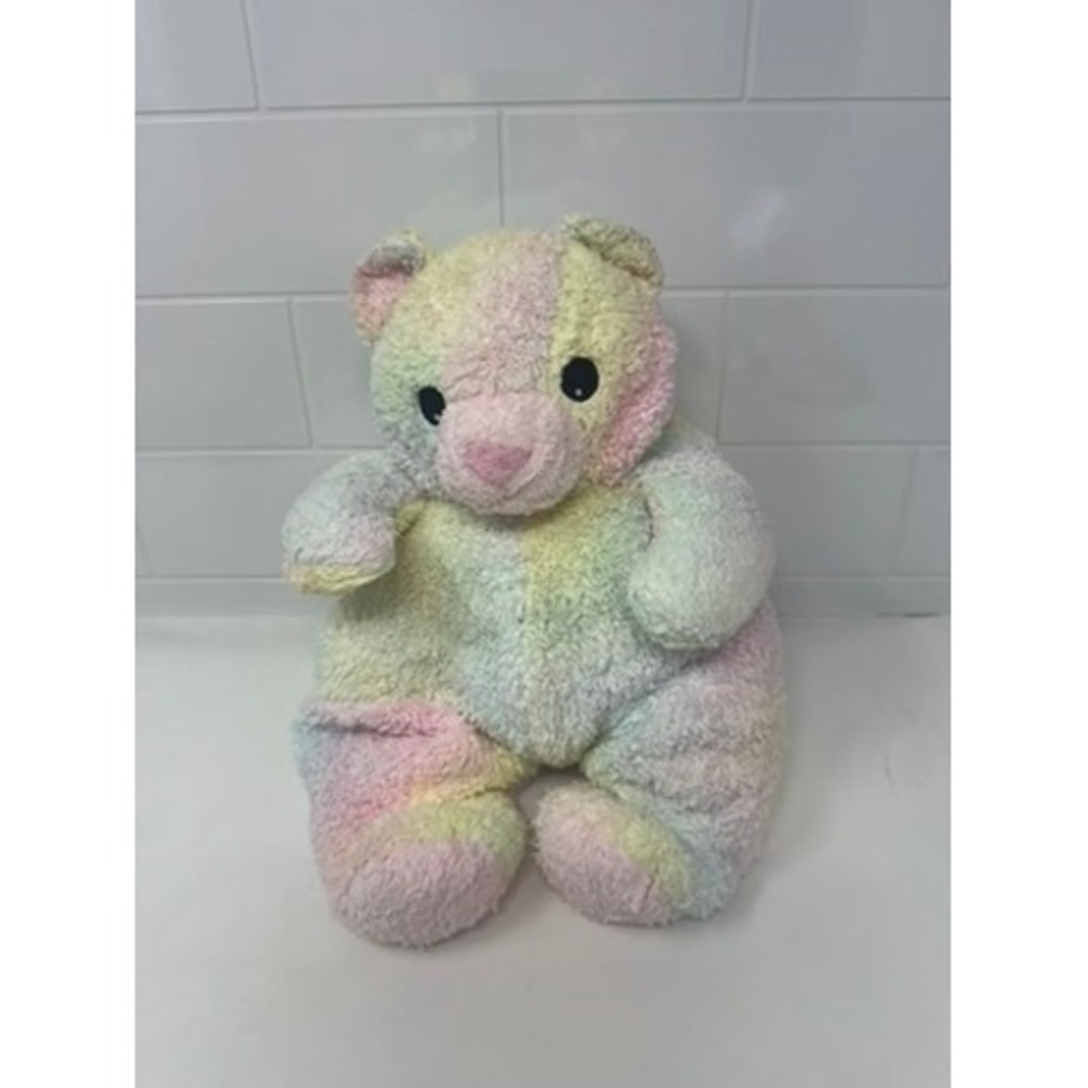 Ty Baby Pillow Pals BearBaby Rattle Rainbow Bear Pastel Tie Dye Plush 11"